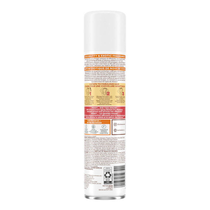 Batiste Dry Shampoo, Tropical, 6.73 Ounce (Packaging May Vary)