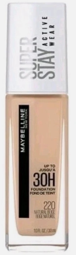 Maybelline Super Stay Liquid Foundation Makeup, Full Coverage, 220 Natural Beige, 1 fl oz