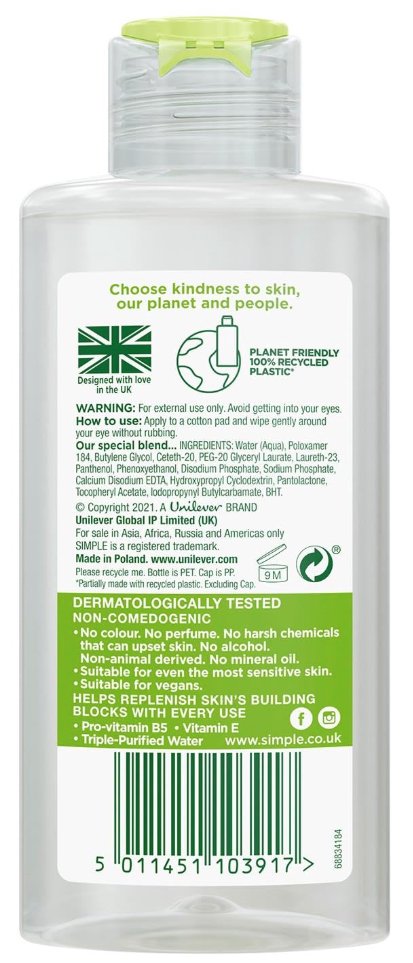 Simple Kind to Skin Eye Make-Up Remover 125ml - Gentle Daily Cleanser