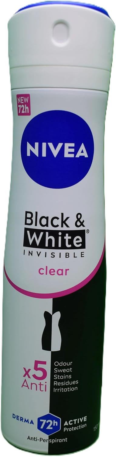 Nivea for Women Anti Perpirant Spray Invisible for Black & White 48h 150 Ml (Pack of 3)