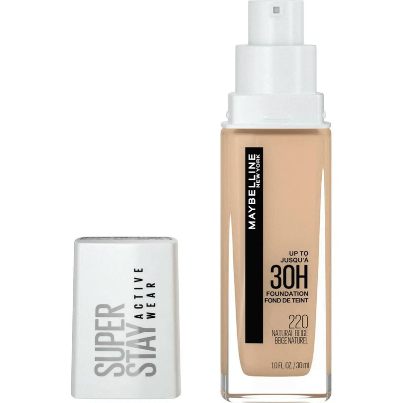 Maybelline Super Stay Liquid Foundation Makeup, Full Coverage, 220 Natural Beige, 1 fl oz