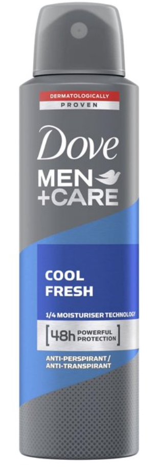 Dove Men + Care Cool Fresh Spray, International Version, Deodorant & Anti-Perspirant 150ml / 5.07 Oz (Set of 6)