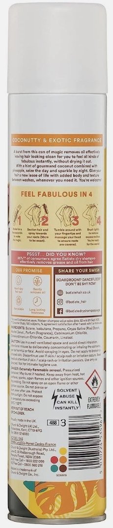 Batiste Dry Shampoo Tropical Coconut Instant Hair Refresh 350mL