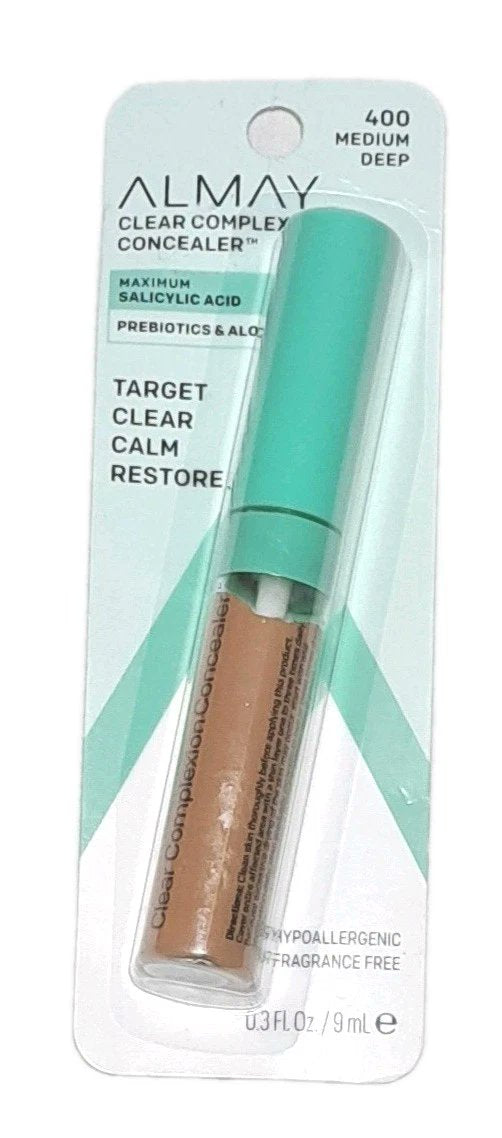 Almay Clear Complexion Concealer Makeup, Hypoallergenic, 400 Medium/Deep, 0.3 fl oz