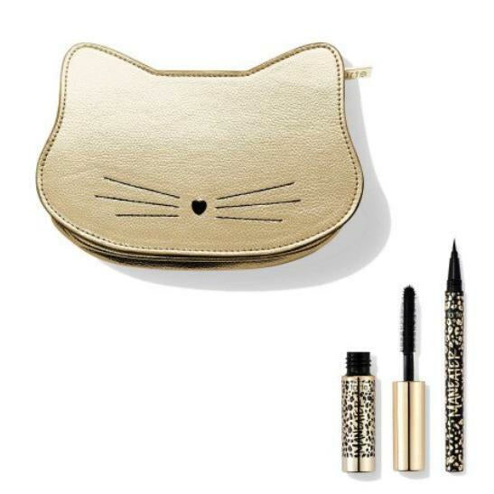 TARTE ManEater mascara eyeliner cat makeup bag fierce & flirty 3pc Set KITTY NIB
