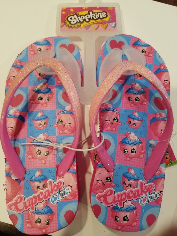 Shopkins Little Girls' Flip Flops- Cupcake Chip (Medium(13-1M US Little Kid))