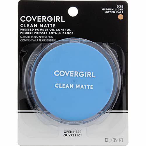 COVERGIRL Clean Matte Pressed Powder, Medium Light 535, 0.35 Oz, Pack of 1 (Packaging May Vary)