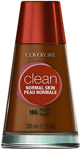 COVERGIRL Clean Liquid Foundation, 165 Tawny, 1 fl oz, Liquid Foundation, Moisturizing Foundation, Lightweight Foundation, Cruelty-Free Foundation, Unscented Foundation