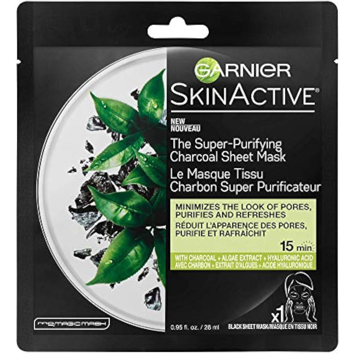 Garnier SkinActive Super Purifying Charcoal Sheet Mask, 0.95 fl. oz.