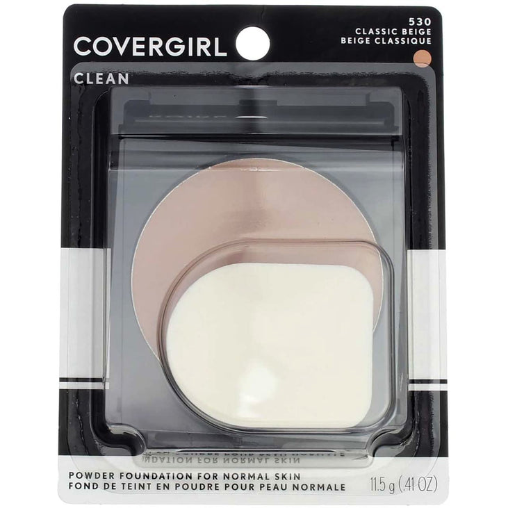 COVERGIRL Clean Simply Powder Foundation, 530 Classic Beige, Compact, 0.41 Fl Oz, 1 Count, Anti-Aging Foundation, Cruelty Free Foundation, Matte Foundation, Powder Foundation, Hypoallergenic