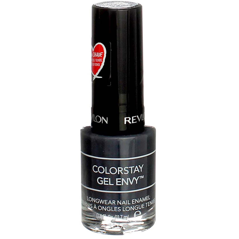 Revlon ColorStay Gel Envy Longwear Nail Polish, with Built-in Base Coat & Glossy Shine Finish, in Black/Grey, 500 Ace of Spades, 0.4 oz