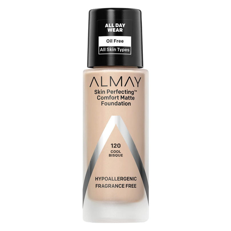 Almay Skin Perfecting Comfort Matte Liquid Foundation, 120 Cool Bisque, 1 fl oz
