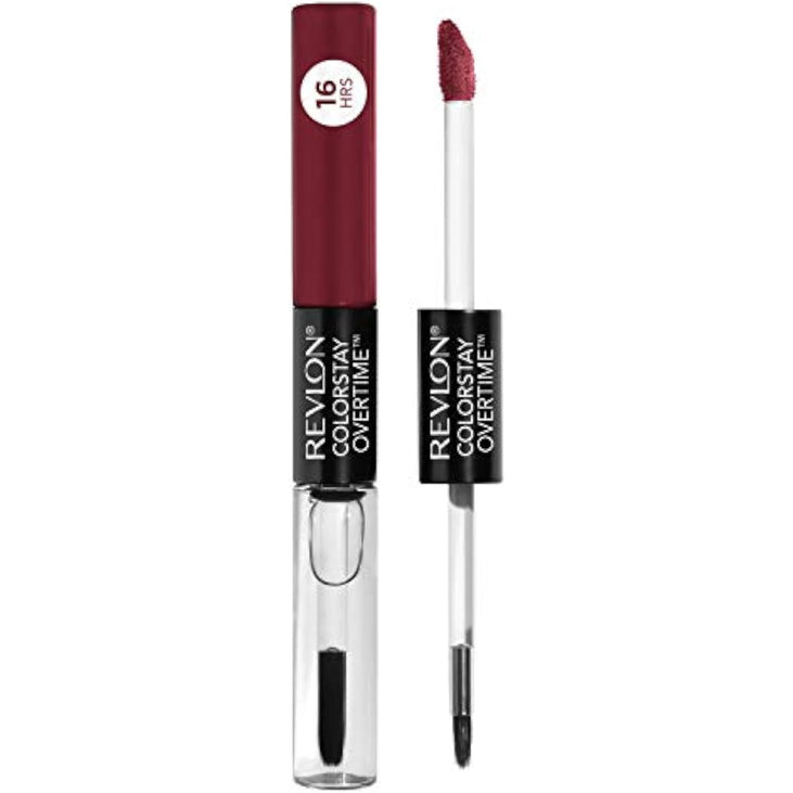 Revlon Liquid Lipstick with Clear Lip Gloss by Revlon, ColorStay Face Makeup, Overtime Lipcolor, Dual Ended with Vitamin E in Pink, 280 Stay Currant, 0.07 fl oz
