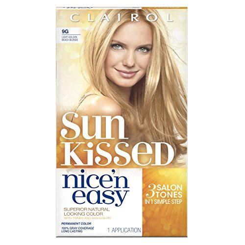 Clairol Nice 'n Easy Sun-Kissed Permanent Hair Color, 9G Light Golden Beach Blonde, 1 Kit