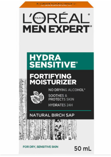 L'Oreal Men Expert Hydra Sensitive Fortifying Moisturizer, for Dry Sensitive Skin, 50 ml (1.7 oz)