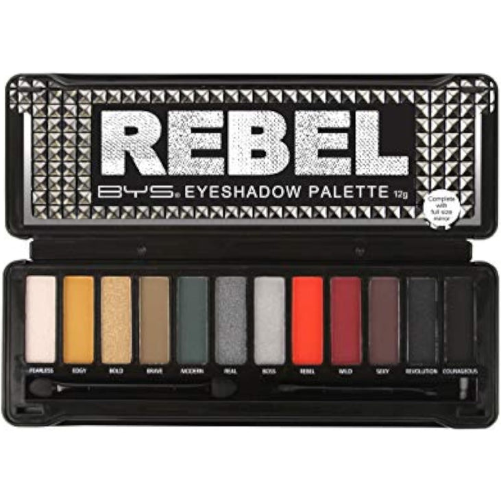 BYS Rebel Eyeshadow Palette, 12 Color Collection in Tin Kit with Mirror - Highly