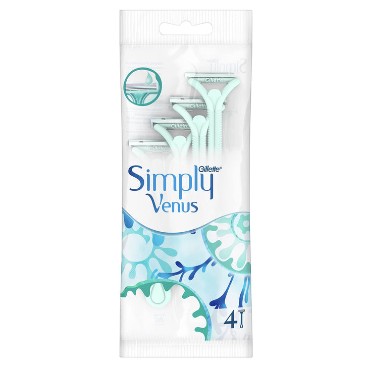 Gillette Simply Venus 2 Blade Disposable Razors With A Touch of Aloe, 4 Count