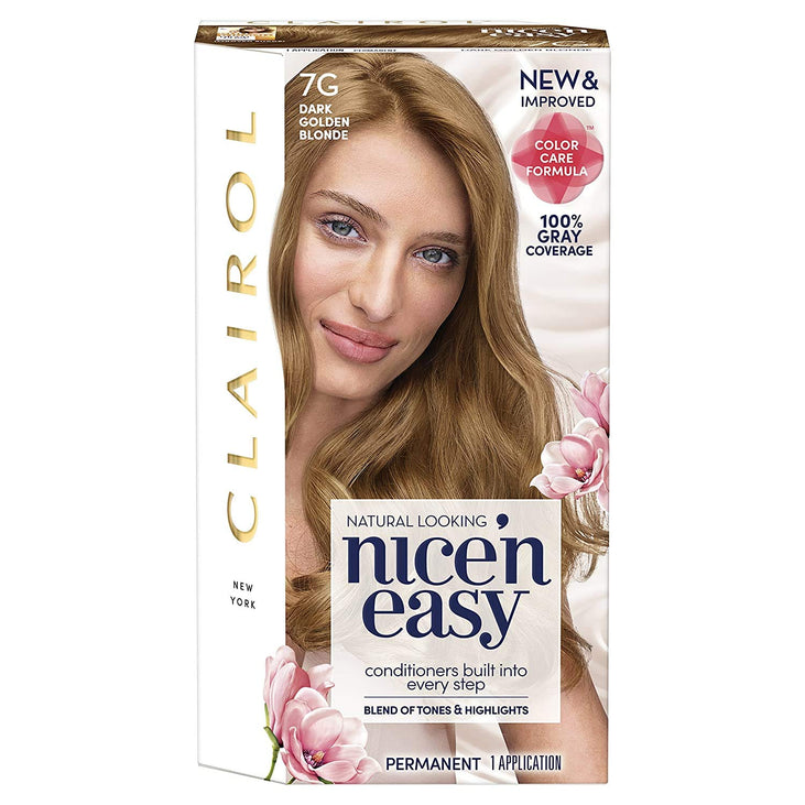 Clairol Nice'n Easy Sun-Kissed Permanent Hair Color, 7G Dark Golden Starburst Blonde, 1 Kit