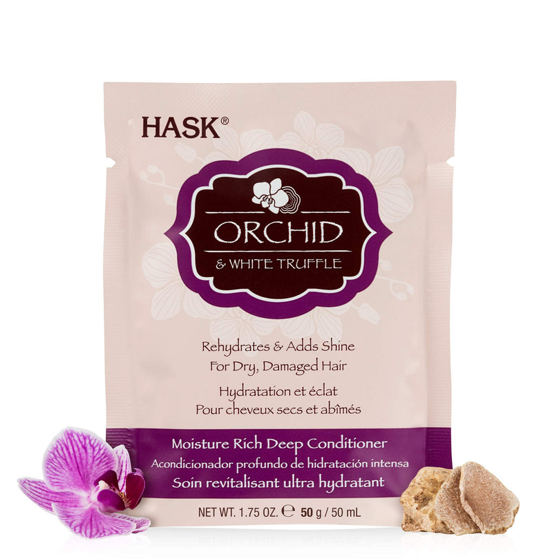 Hask Orchid & White Truffle Moisture Rich Sulfate-Free Deep Conditioner with Woody Floral Scent, 1.75 oz, Travel Size