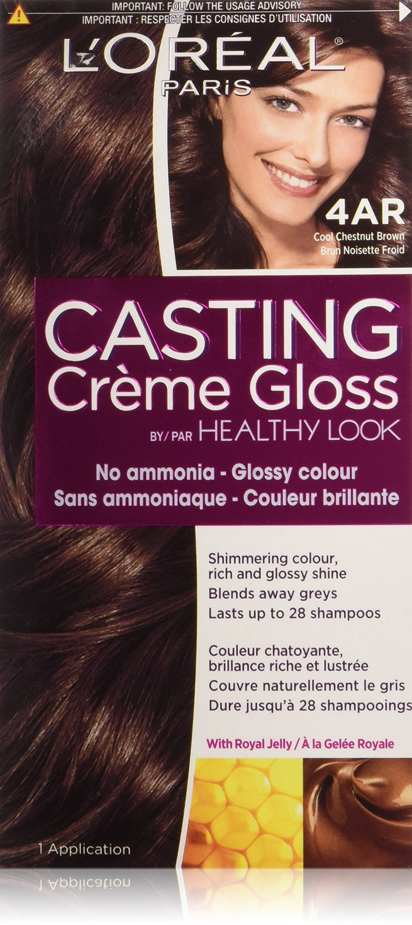 L'Oreal Paris Healthy Look Creme Gloss No Ammonia Haircolor 4AR Cool Chestnut Brown/Iced Chocolate, 1.0 KIT
