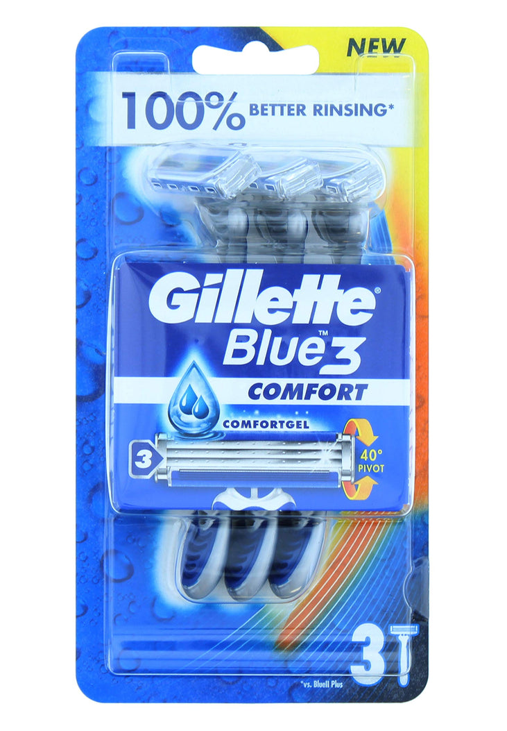 GILLETTE Blue 3 Disposable Razors Comfort 3's, 0.05601 kg TOGB3021