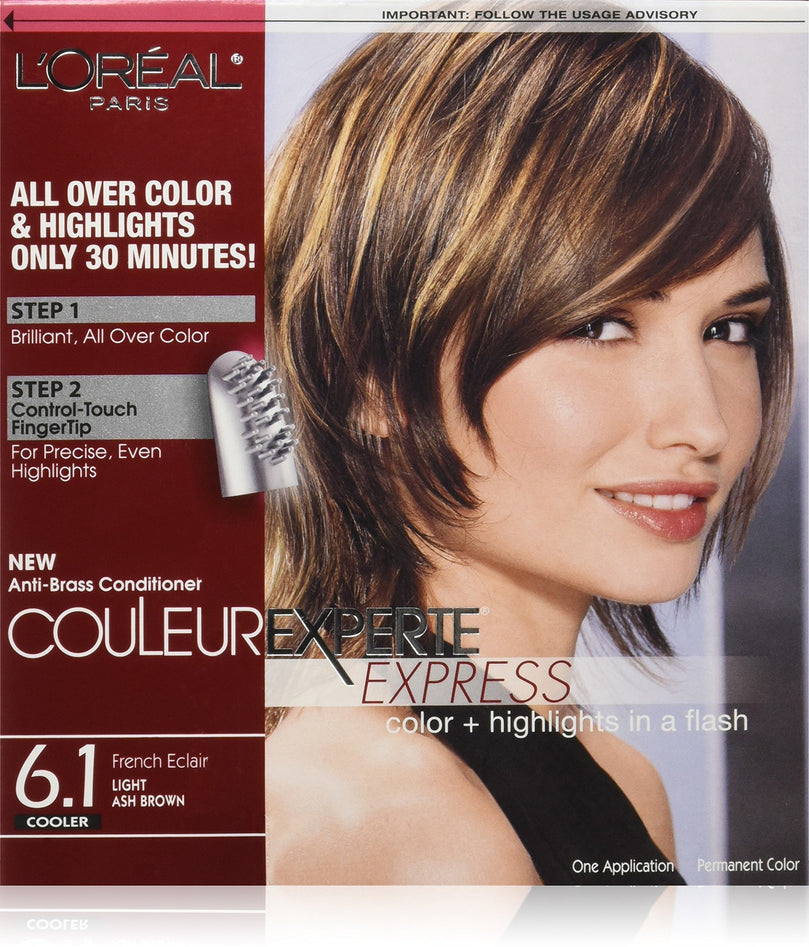 L'Oreal Paris Couleur Experte Hair Color + Highlights, Light Ash Brown - French Eclair, 1 Kit
