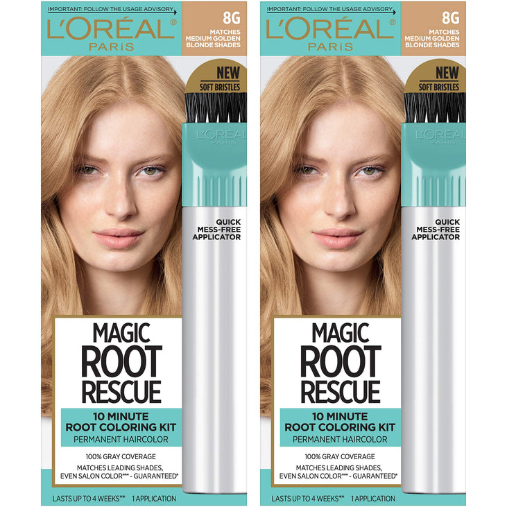 L'Oreal Paris Magic Root Rescue 10 Minute Root Hair Coloring Kit, Permanent Hair Color with Quick Precision Applicator, 100% Gray Coverage, 5 Medium Brown, 1 kit Medium Brown 5 Pack of 1