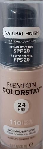 Revlon ColorStay Face Makeup for Normal and Dry Skin, SPF 20, Longwear Medium-Full Coverage with Matte Finish, Oil Free, 110 Ivory