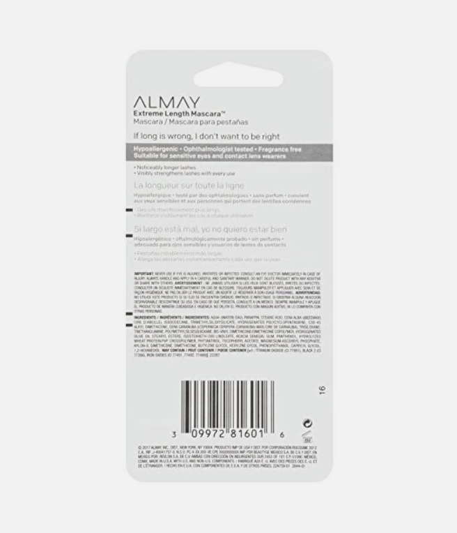 Almay Extreme Length Mascara - 010 Blackest Black
