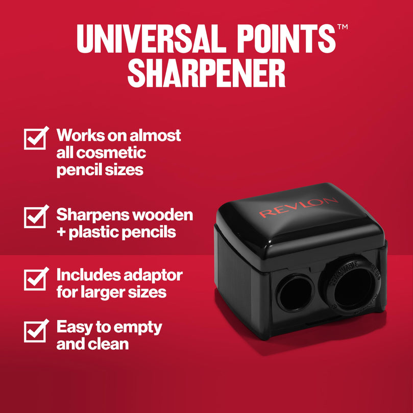 Revlon Universal Points Dual Hole Cosmetic Pencil Sharpener for Eyeliner & Lip Liner Pencils, 1 count