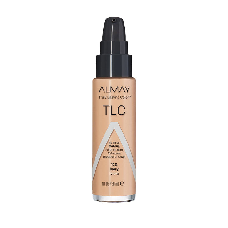Almay Truly Lasting Color Liquid Makeup, Hypoallergenic, Cruelty Free, Oil Free, Fragrance Free, Dermatologist Tested, Long Wearing Foundation, 1oz, 120 Ivory