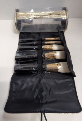 Tarte The Glam Fam Brush Set 5 Travel Size Brushes w/ Gold Brush Case BRAND NEW