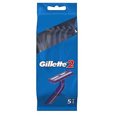 Gillette 2 Men's Disposable Razor, 5 Units - Pack of 2