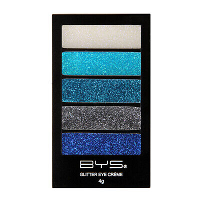 BYS Glitter 4g Creme Platinum Blues Gel Base Makeup/Cosmetics Palette w/5 Shades