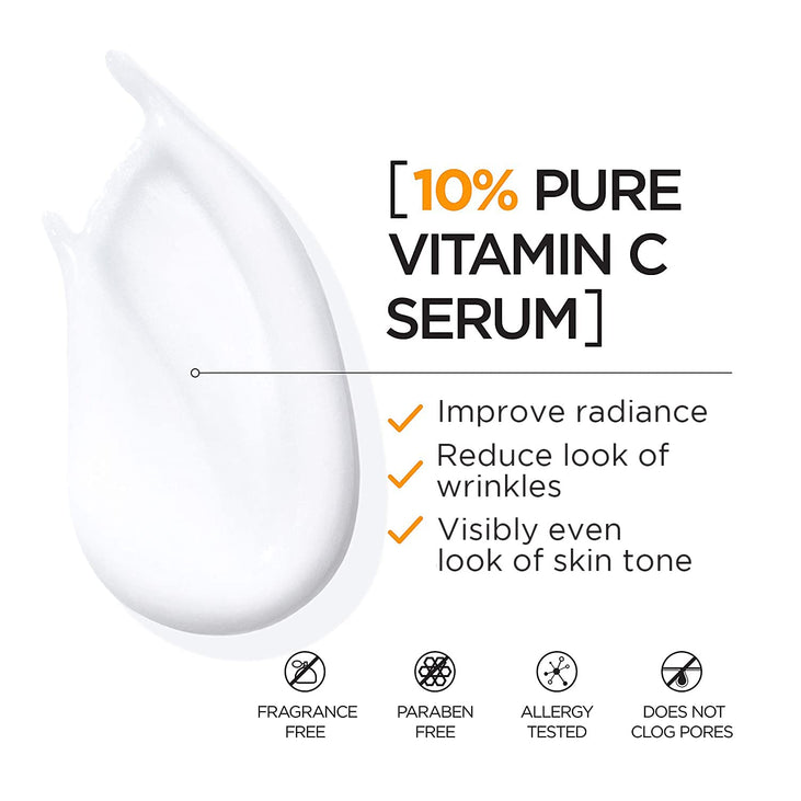 L'Oreal Paris Revitalift Derm Intensives 10 Percent Pure Vitamin C Serum, Paraben Free, 1 fl oz