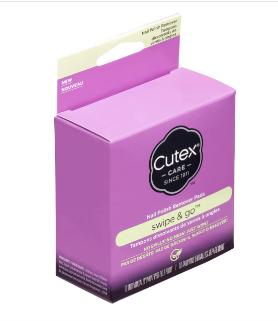 Cutex Care Swipe & Go Acetone Nail Polish Remover Pads 10ct