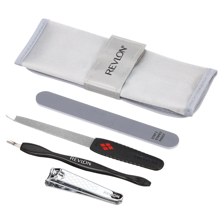 Revlon 4 Piece Manicure Kit with Nylon Case, Silver