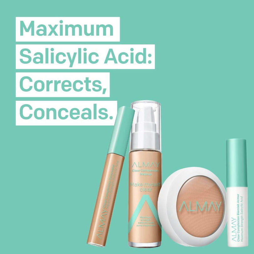 Almay Clear Complexion Makeup, Hypoallergenic, Cruelty Free, Fragrance Free, Dermatologist Tested Foundation, with Salicylic Acid, 1.0 oz - 510 Natural Ochre