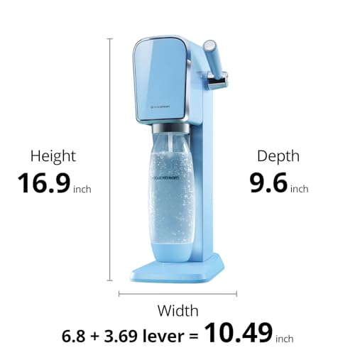 SodaStream Art Sparkling Water Maker (Misty Blue) with CO2 and Dishwasher Safe Bottle