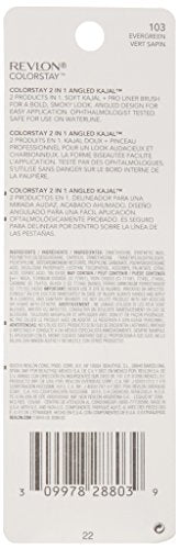 Revlon ColorStay 2-in-1 Angled Kajal Eyeliner, Waterproof Eye Makeup with Smudge Brush for Smokey Eyes, Evergreen (103), 0.01 oz