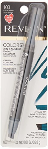 Revlon ColorStay 2-in-1 Angled Kajal Eyeliner, Waterproof Eye Makeup with Smudge Brush for Smokey Eyes, Evergreen (103), 0.01 oz