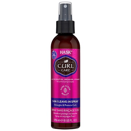 Hask Curl Care Detangling Frizz Control Sulfate-Free 5-in-1 Leave-In Hair Spray with Coconut Oil, Argan Oil & Vitamin E, 6 fl oz