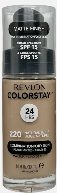 Revlon ColorStay Liquid Foundation Face Makeup for Combination & Oily Skin - 220 Natural Beige 1 Fl Oz