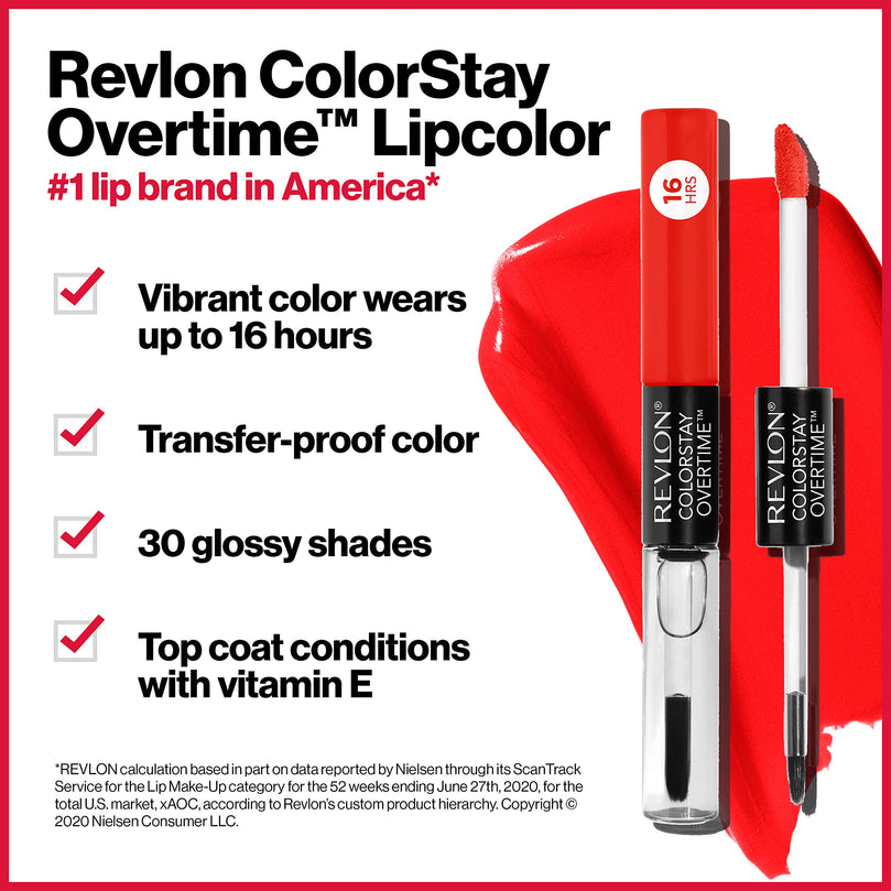 Revlon Liquid Lipstick with Clear Lip Gloss by Revlon, ColorStay Face Makeup, Overtime Lipcolor, Dual Ended with Vitamin E in Pink, 490 For Keeps Pink, 0.07 fl oz