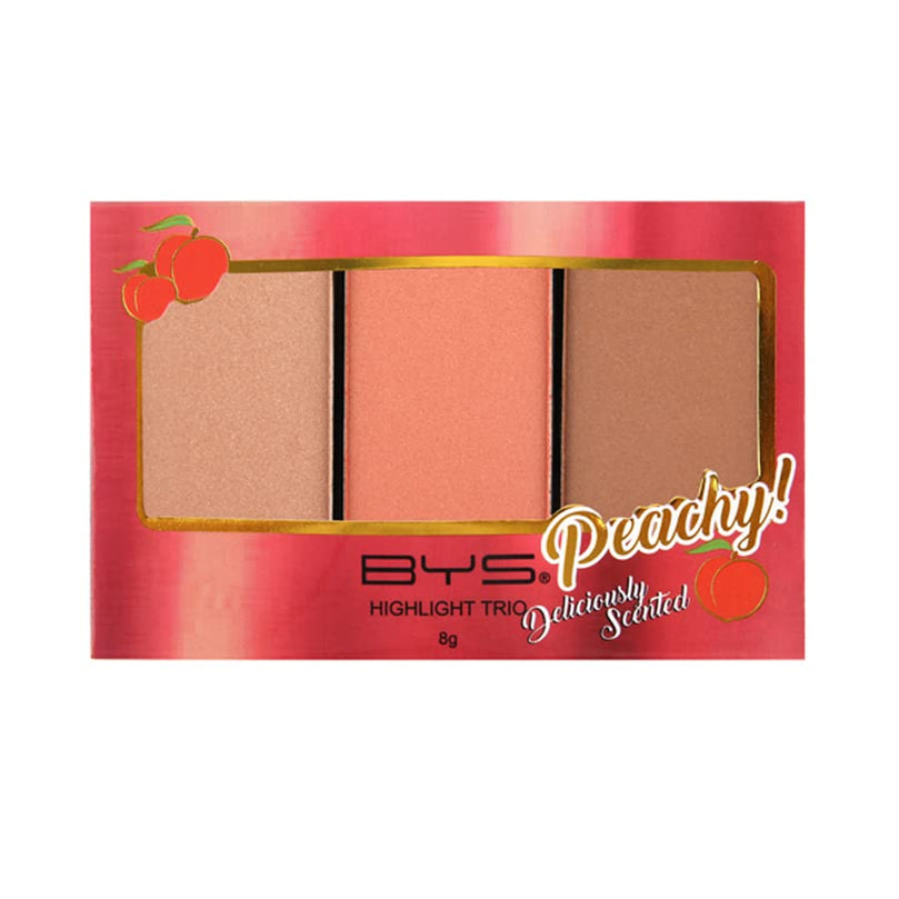 BYS Peach Highlighting Trio Palette 1 Matte and 2 Shimmering Shades makeup palette - Infused with a deliciously sweet peach fragrance