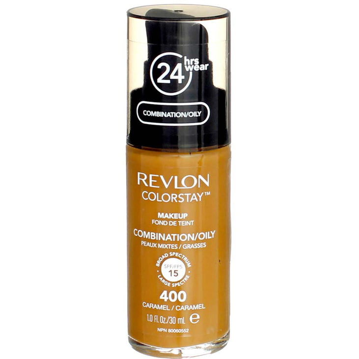 Revlon ColorStay Liquid Foundation Makeup, Matte Finish, Combination/Oily Skin, SPF 15, 400 Caramel, 1 fl oz