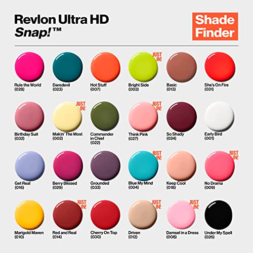 REVLON Ultra HD Snap Nail Color, Natural Rich Glossy Polish, 100% Vegan Formula, No Base or Top Coat Needed, 003 Bright Side, 0.27 fl oz