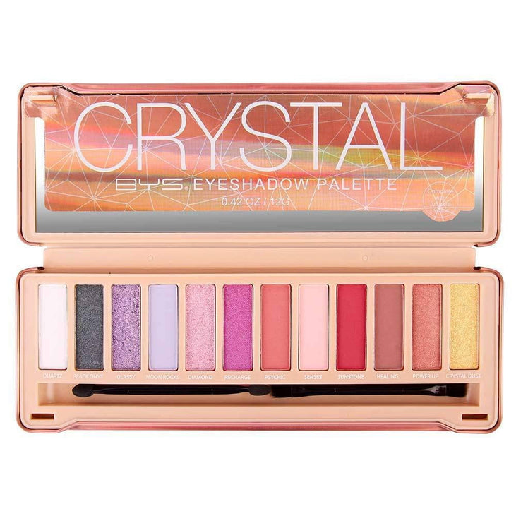 BYS Women's 12-Piece Eye Shadow Palette, Easy Blendable Eye Pigments with Applicator, Crystal