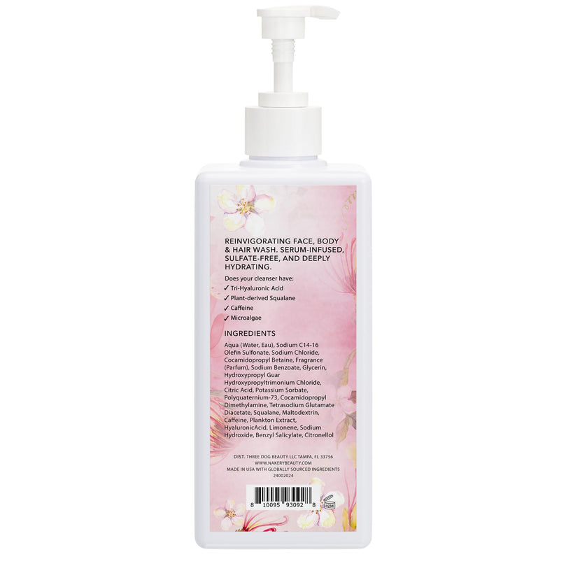 Nakery SkinRestore Hydrating Face & Body Wash with Hyaluronic Acid - Body Wash for Sensitive Skin - Foaming Face Wash & Oil Cleanser for Women 350ml - Sulfate Free & Cruelty Free - Social Butterfly