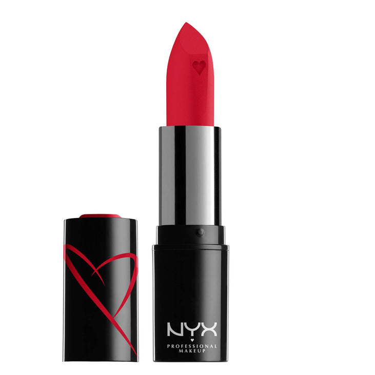 NYX Professional Makeup Shout Loud Hydrating Satin Lipstick with Mango & Shea Butter, Red Haute